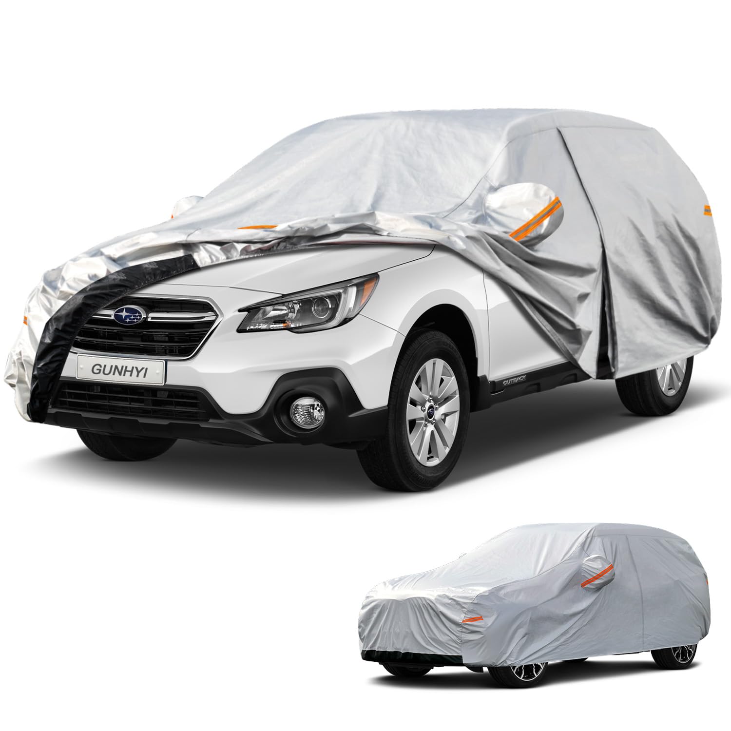 GUNHYI 6 Layers SUV Car Cover Custom Fit Subaru Outback (1994-2026) | All-Weather Waterproof Heavy-Duty Fabric, scratch-proof cotton lining, outdoor sun/rain/snow/wind/dust protection.