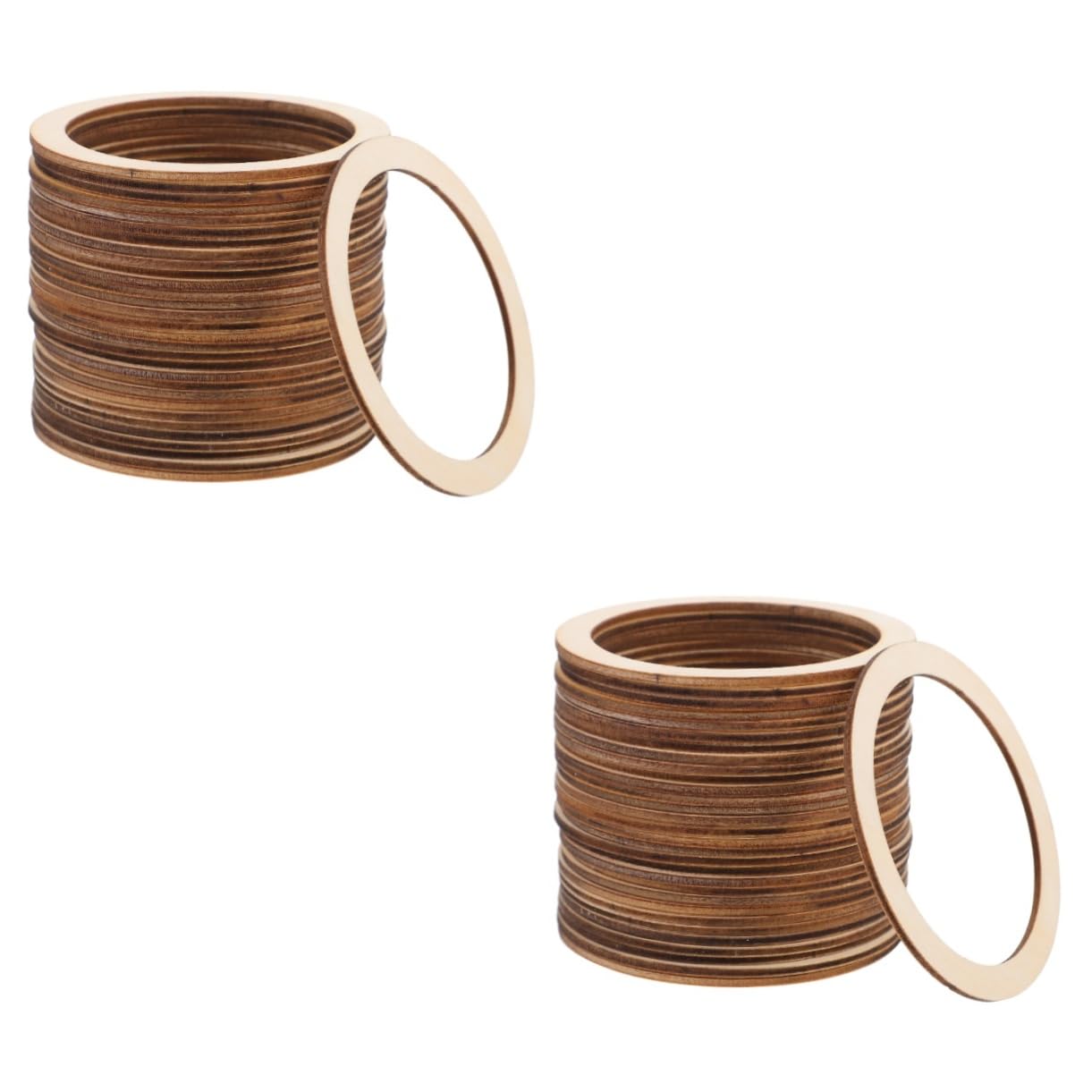 Toyvian 200pcs Wooden Rings Circle Unfinished Wood Rings for Crafts Wood Circles for DIY Projects for Macrame Supplies