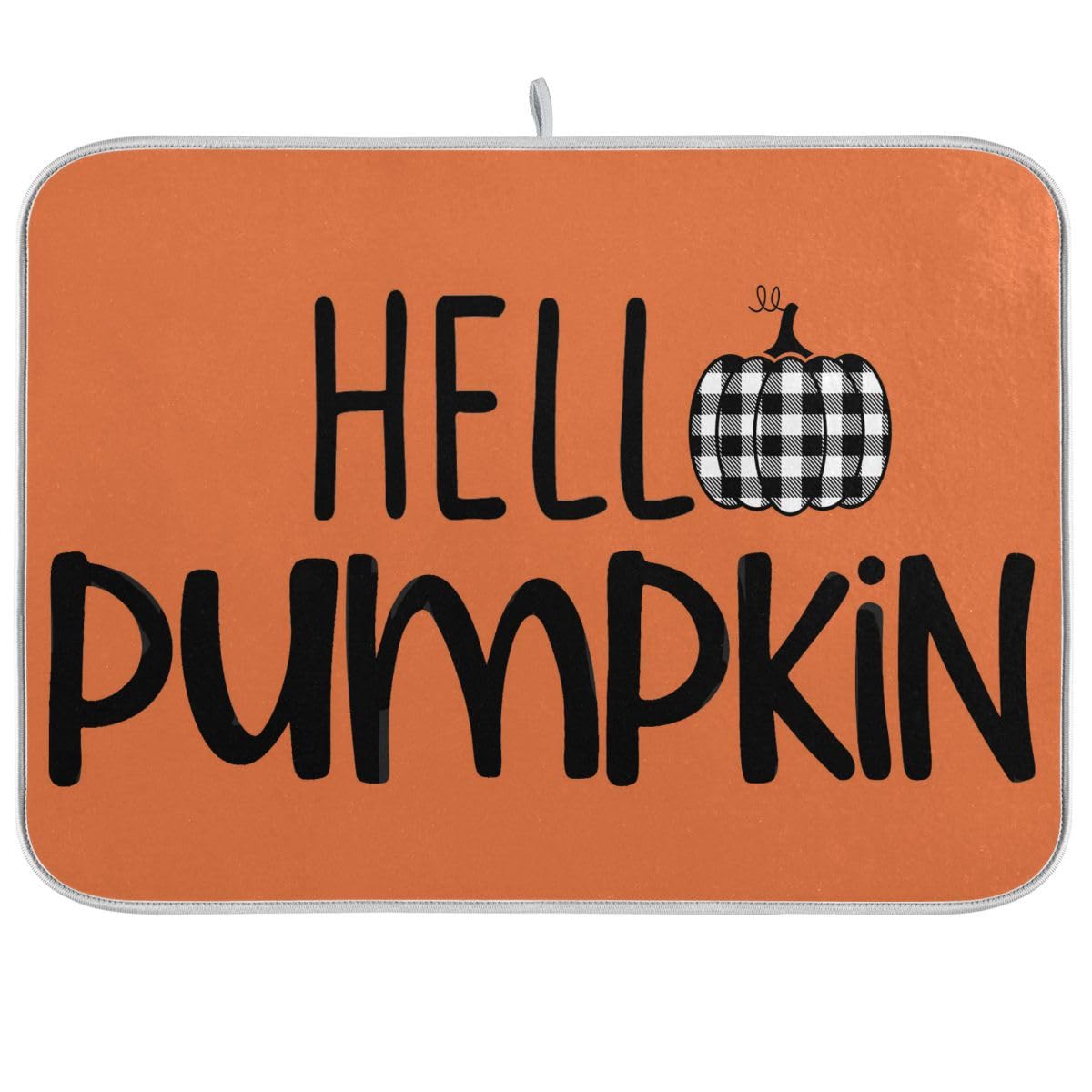 Hello Pumpkin Orange Dish Drying Mat for Kitchen Fall Autumn Harvest Microfiber Drying Mats Absorbent Reversible Dish Pad Large Dish Draining Mat