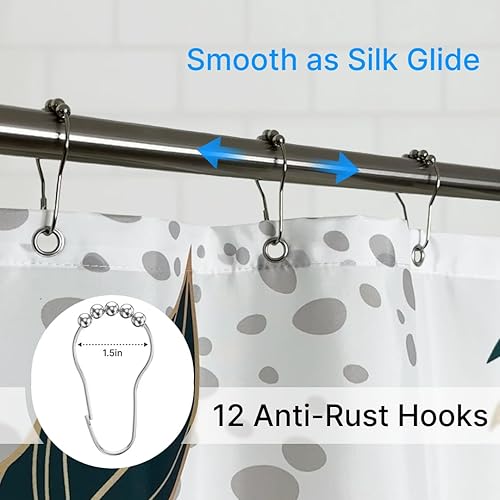 Miniatura 2 de Juego de cortina de ducha verde salvia, cortina de ducha tropical para baño, cortina de ducha de hojas, cortina de ducha de plantas, 72 pulgadas de