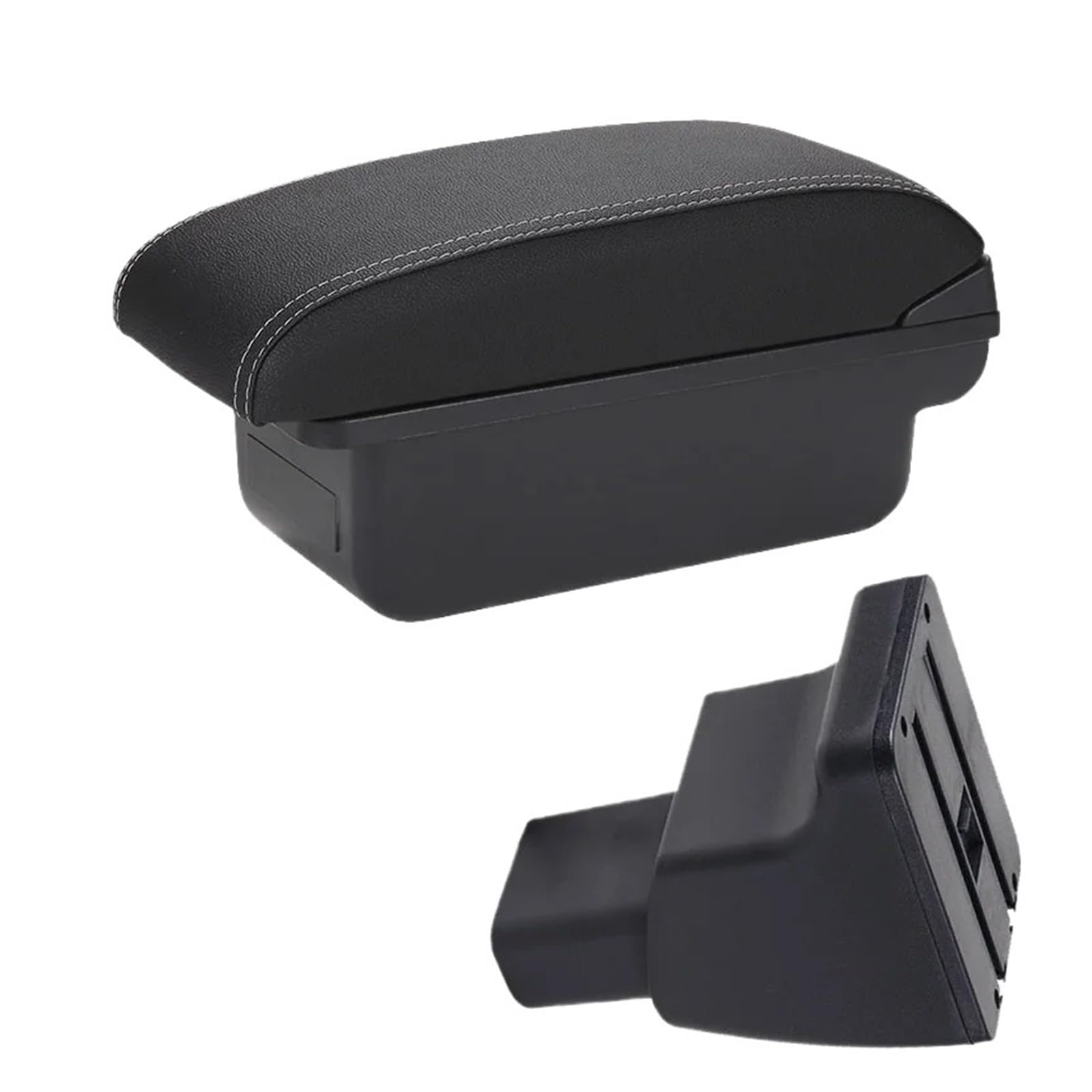 Ggwqoops Car Armrests For Hyundai I10 Car Armrest Box Center Storage Interface Decoration Accessories Interior Armrest Box(C3 Black white NOUSB)