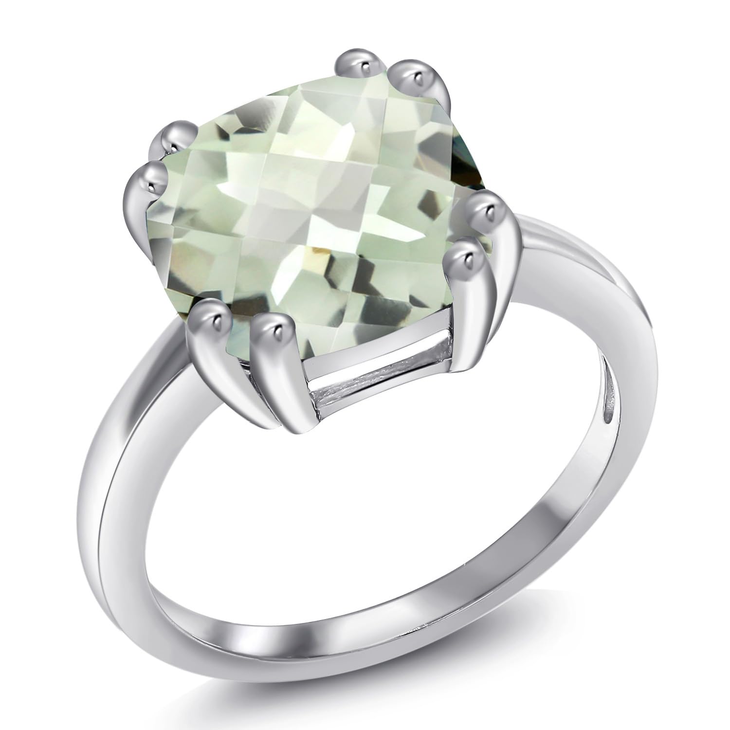 Gem Stone King 3-5 Cttw Gemstone Birthstone Double Prong Solitaire Ring for Women | 925 Sterling Silver | 10MM Cushion | Fine Wedding Anniversary