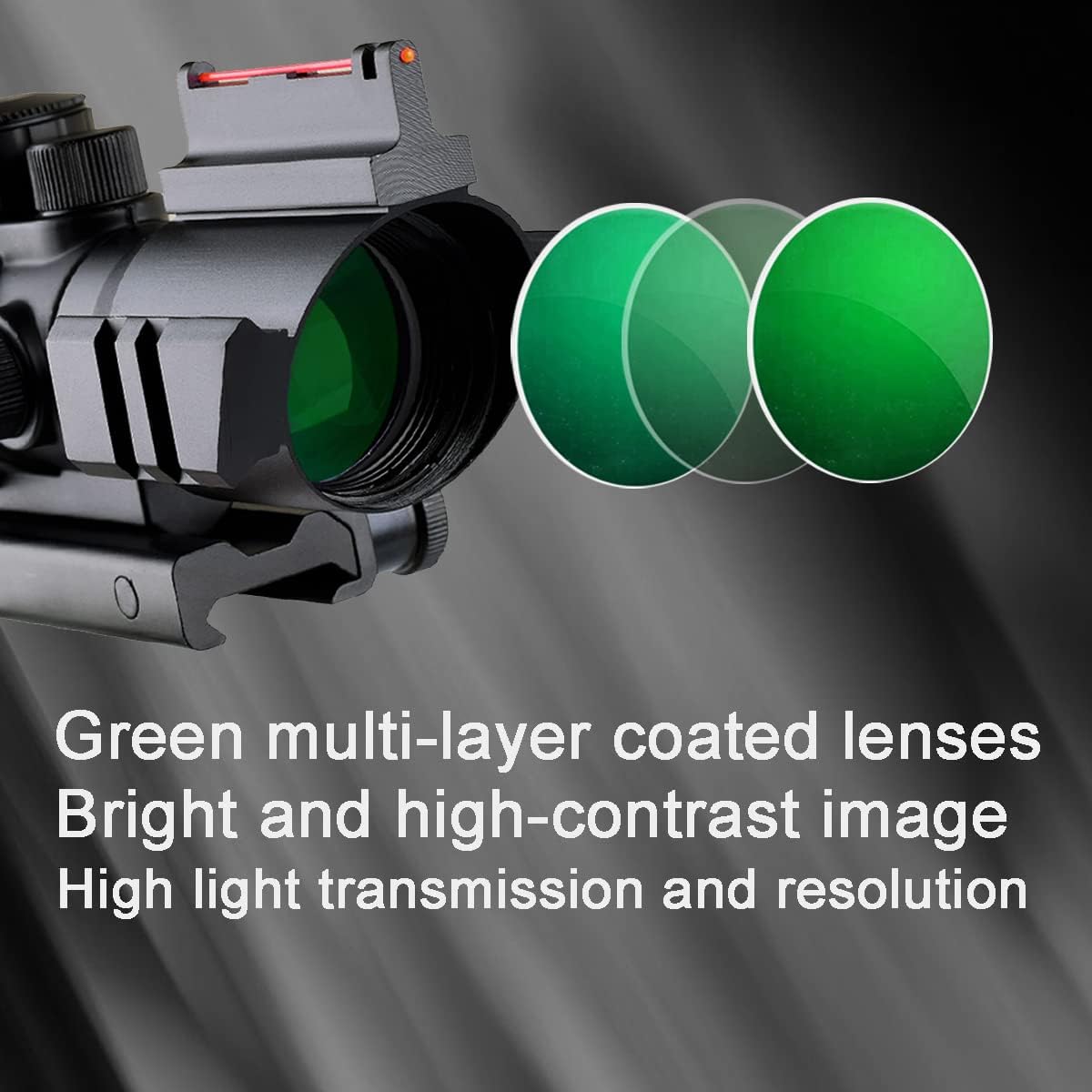 CT Optic Enhanced 4x32 Red Dot Sight Scope Mount Illuminated Red Green Blue Reticle with Red Fiber Matte Black