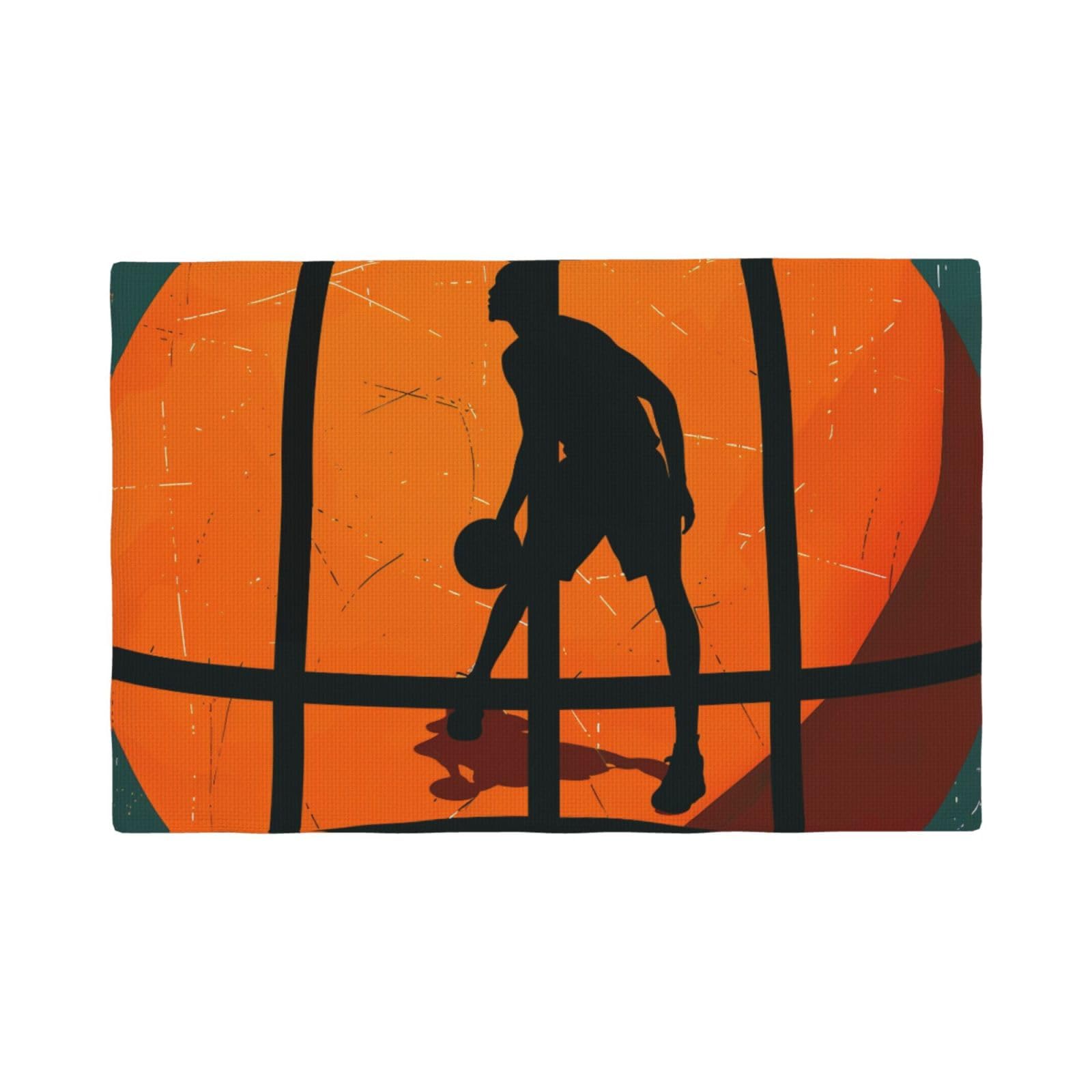 Basketball Art Print Placemats Set, Heat Resistant Washable Placemat 12x18in Table Mats for Party Kitchen Dining Table Decoration Indoor Outdoor, Four Pieces