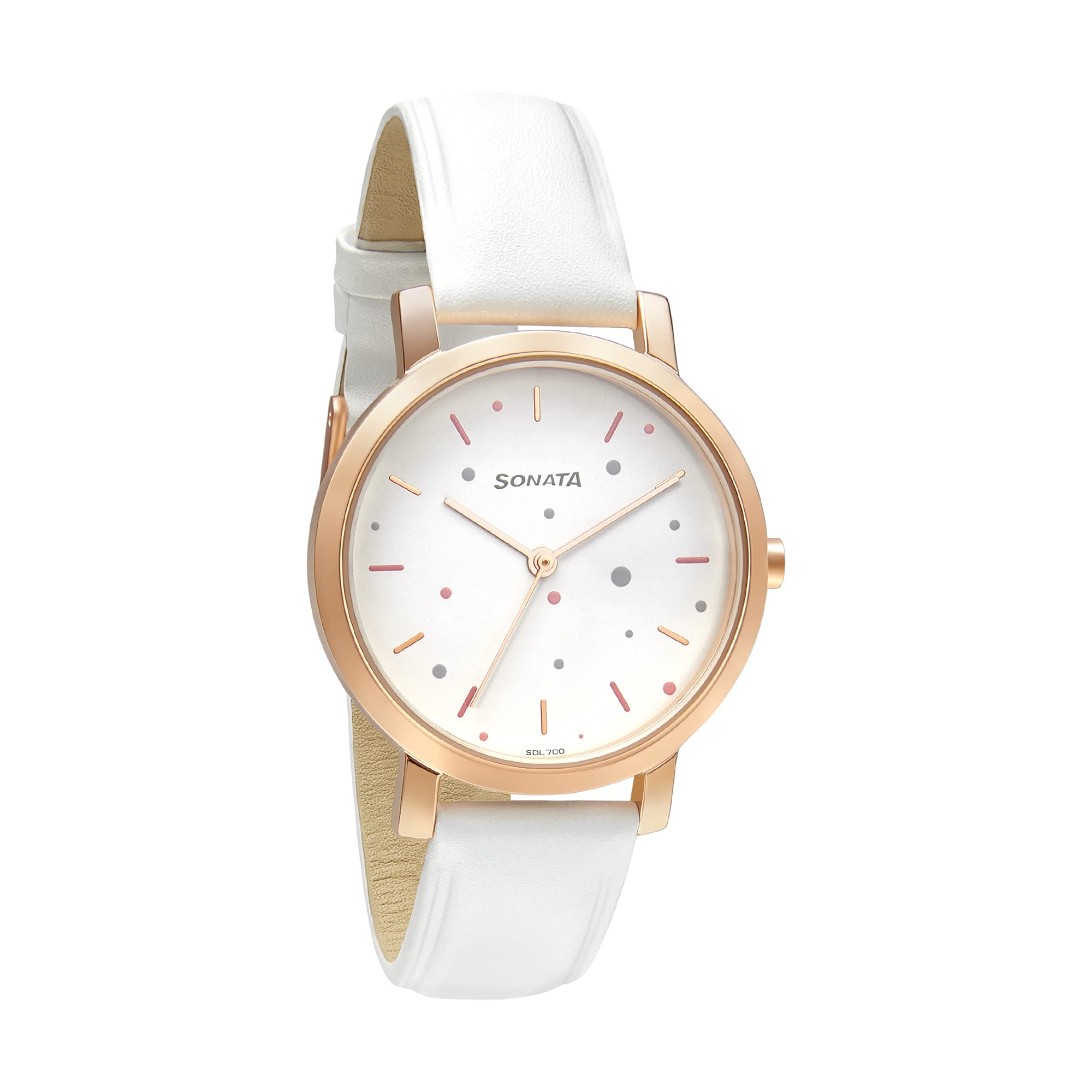 SonataPlay White Dial Women Watch with Leather Strap-NS8164WL04