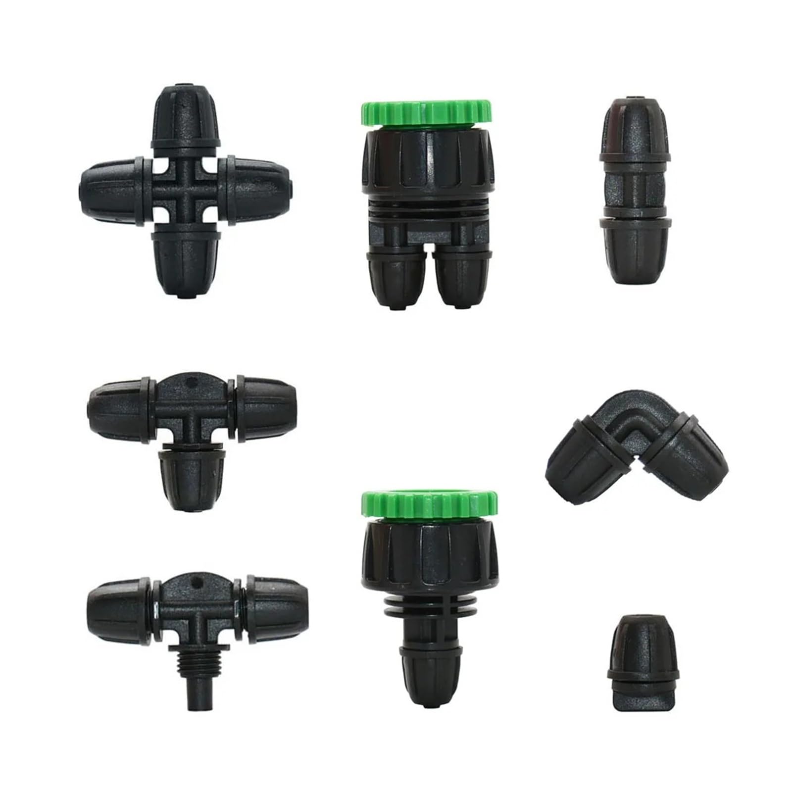 Suministros de jardinería Conectores de púas for manguera de 1/4" y 4 mm, divisor de agua en T, tapón de extremo de codo, contratuerca de tubería de 4/7 mm, accesorio for sistema de riego por goteo Bo