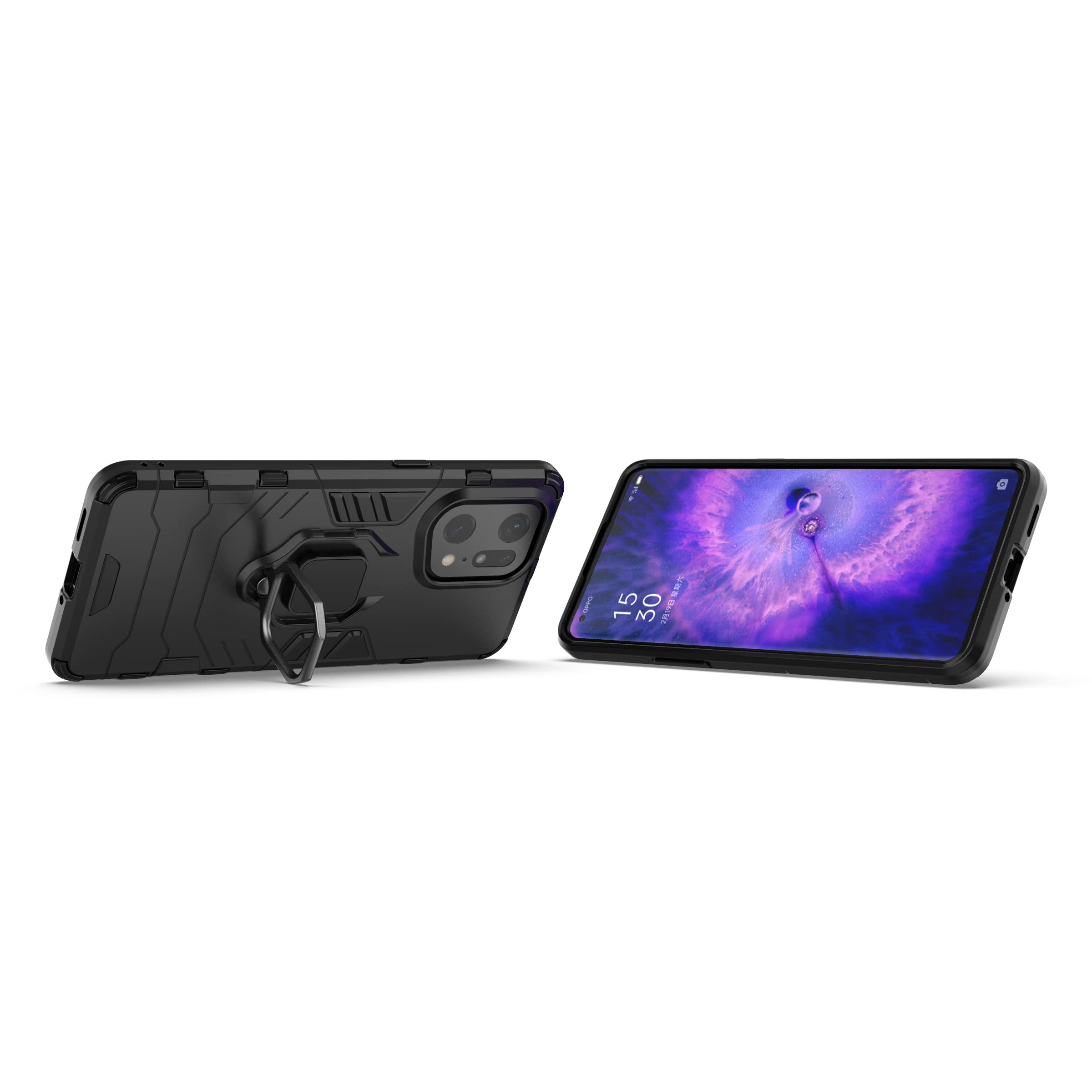 FTRONGRT Case For Oppo Find X5 Pro, Rugged And Shockproof, With Mobile Phone Holder, Cover For Oppo Find X5 Pro-Black - View #11