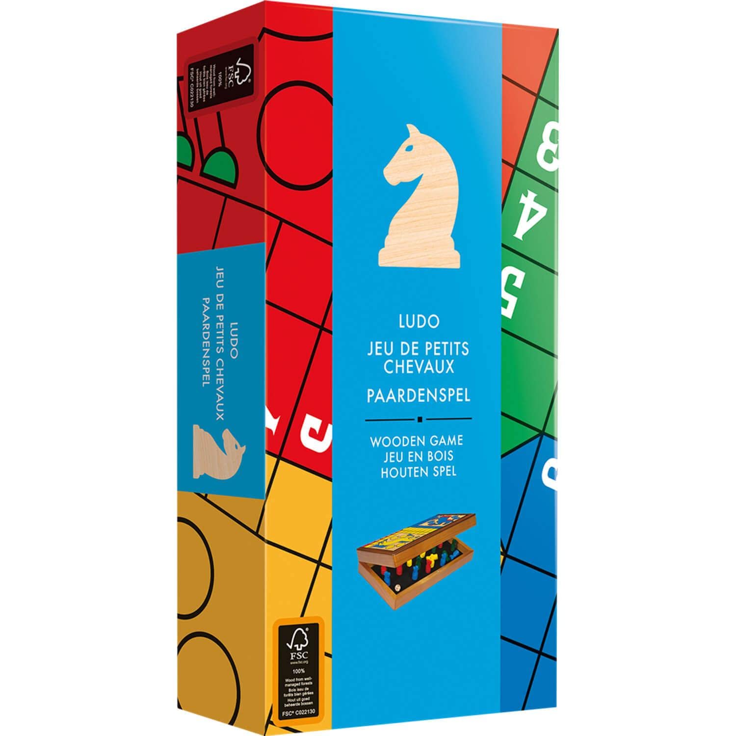Asmodee Mixlore Jeu de Petits Chevaux Pliable - Jeu de société - Jeu en Bois - À partir de 6 Ans |- 2 à 4 Joueurs