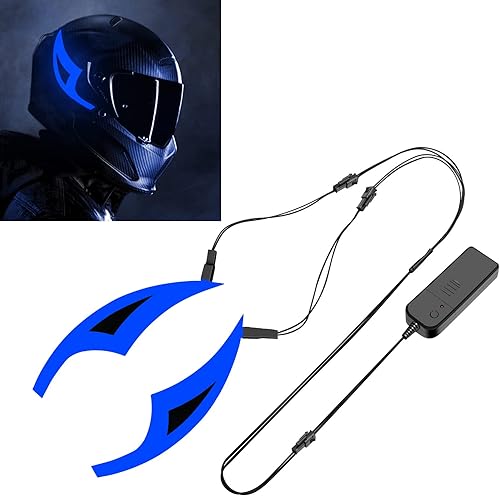 Miniatura 2 de ZUOYOUZ Luz para casco de motocicleta, 3 modos de conducción nocturna, calcomanía de luz LED, tiras de luz para casco de luz fría, kit de decoración