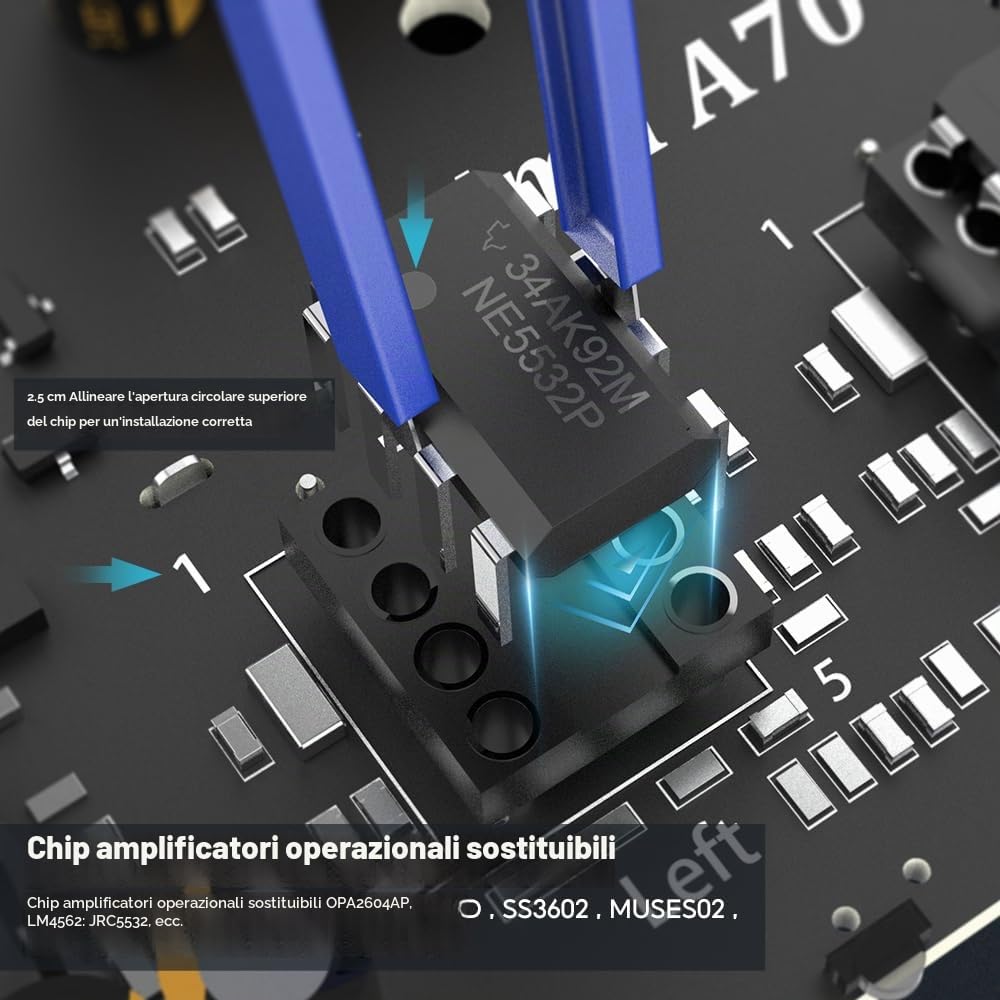 AIYIMA Amplificatore stereo simmetrico A70 con PFFB 4 Ohm 300 Watt TPA3255 2.0 canali, classe D per altoparlanti home theater con ingressi XLR e RCA e ingresso trigger (alimentatore DC48V 5A)
