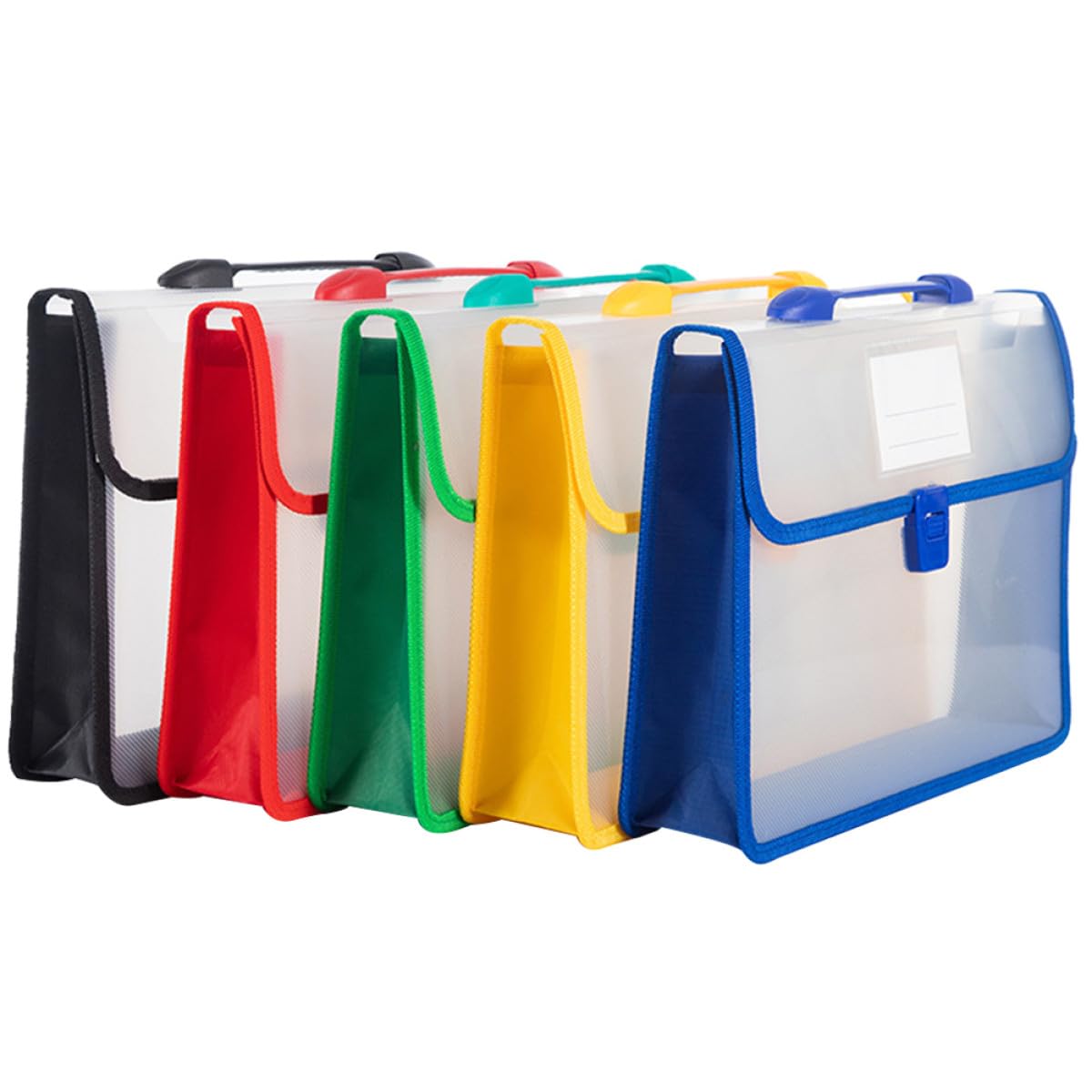 Set 5 Pezzi Borsa Portadocumenti Portatile in PP Cartelle Fibbia A4 ad Alta Capacità Organizer Porta Scontrini e Contenitore per Ricevute per Ufficio Studenti e Banca