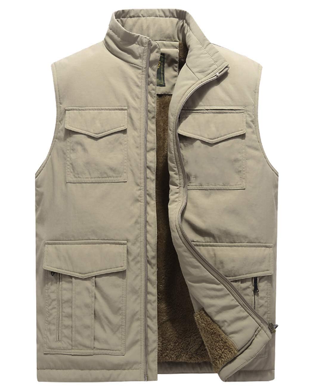 Vcansion Men's Outdoor Casual Stand Collar Padded Vest Coat