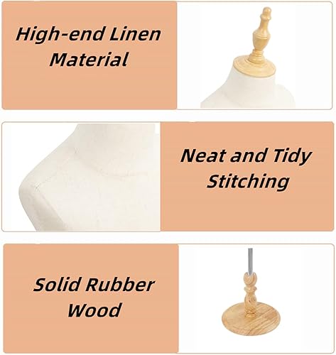 Miniatura 10 de Forma de vestido con brazos de madera, maniquí de torso y cuerpo y busto, maniki para ropa, bufanda, escaparate, tienda, 2-3 años