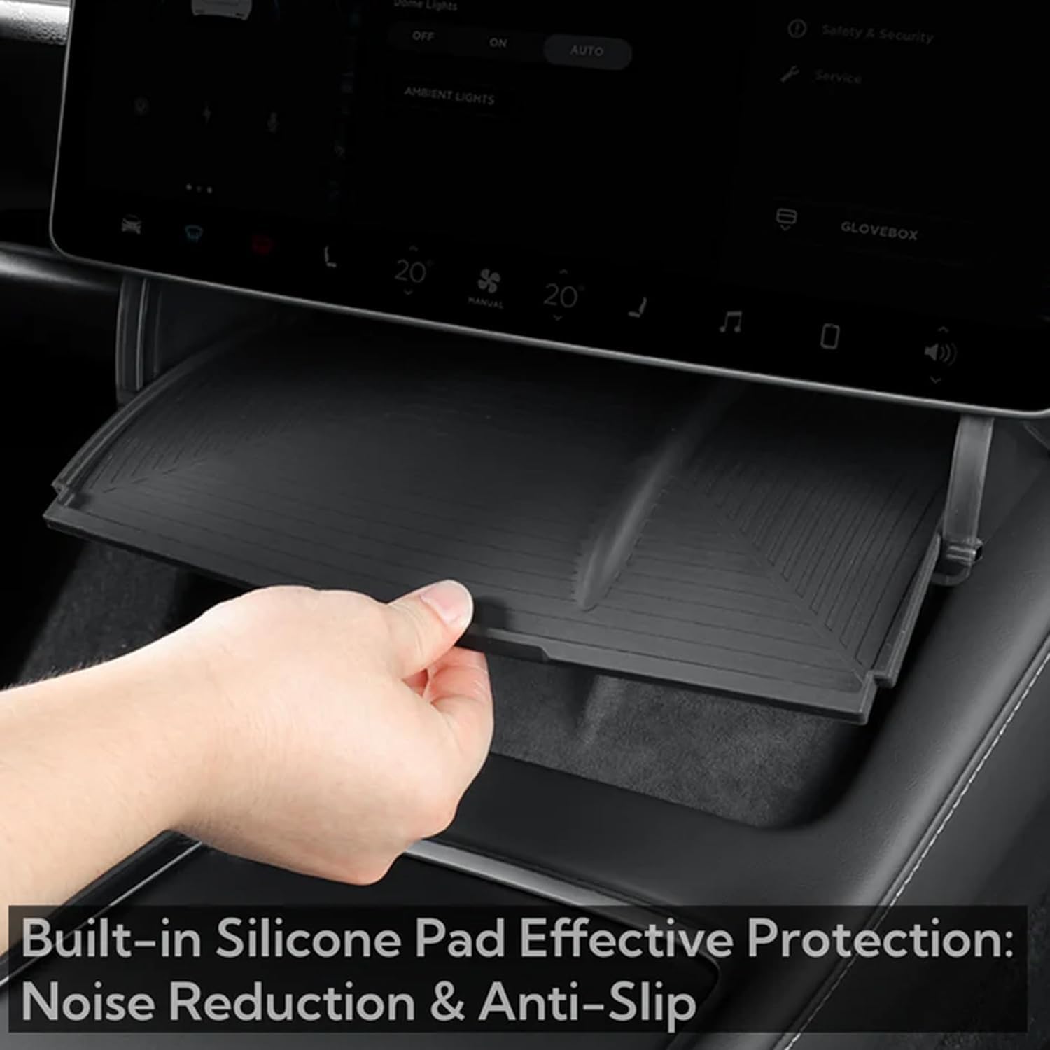 Caja de Almacenamiento Debajo de la Pantalla para Tesla Model Y 2020-2024 Model 3 2017-2023 Organizador sin Deslizamiento Establecimiento Oculto de Almacenamiento la Consola Central