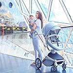 Hot Mom Kinderwagen 3in1/2in1 mit 360-Grad-Drehfunktion, kombiKinderwagen mit Babywanne/Sportwagen/PU-reifen/Kunstleder Sitz (Grau-2, ohne autositz)