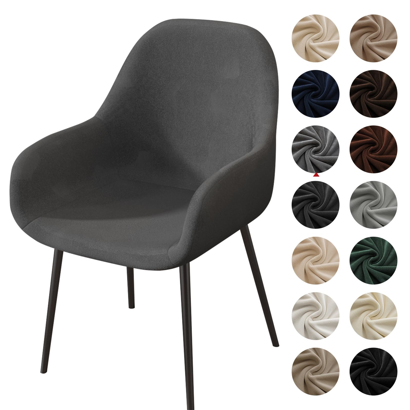 ZHUIYUAN Curved Back Chair Covers Dining Chairs Cover Velvet Soft Stretch Mid Century Modern Accent Chair Slipcover for Kitchen Living Room