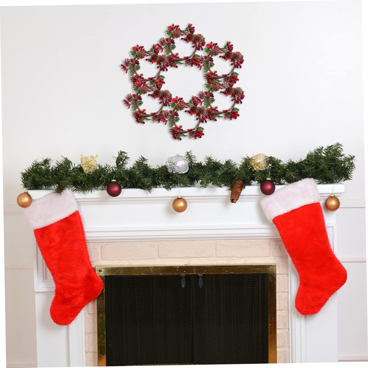 TOPBATHY 10 STK Kranz Weihnachtsgirlande Kerze Beerenkränze Tischdekorationen Weihnachtskerzenkränze Ringe Stumpenkerze Weihnachtskerzenständer Weihnachtskerzenhalter Kerzenringe Stoff