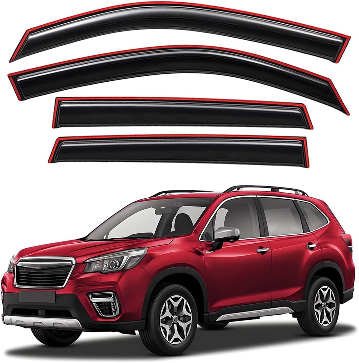 (Unknown vehicle) (similar to photo)Lightronic Extra Durable Clip-on in-Channel Auto Vent Window Visor, Fits 2019-2024 Subaru Forester, UV Protection Rain Guard, Original Wind Deflector, No-Drill Easy Install, Dark Smoke, 4-Pcs
