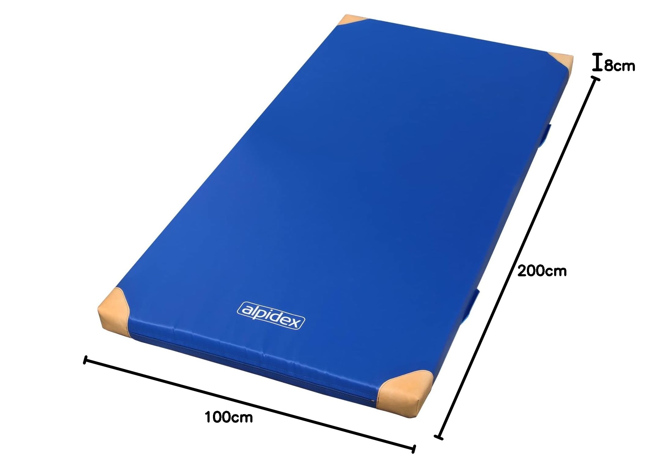 ALPIDEX Matte Turnmatte Sportmatte Gymnastikmatte 200 x 100 x 8 cm mit Antirutschboden und Lederecken RG 80 (weich)