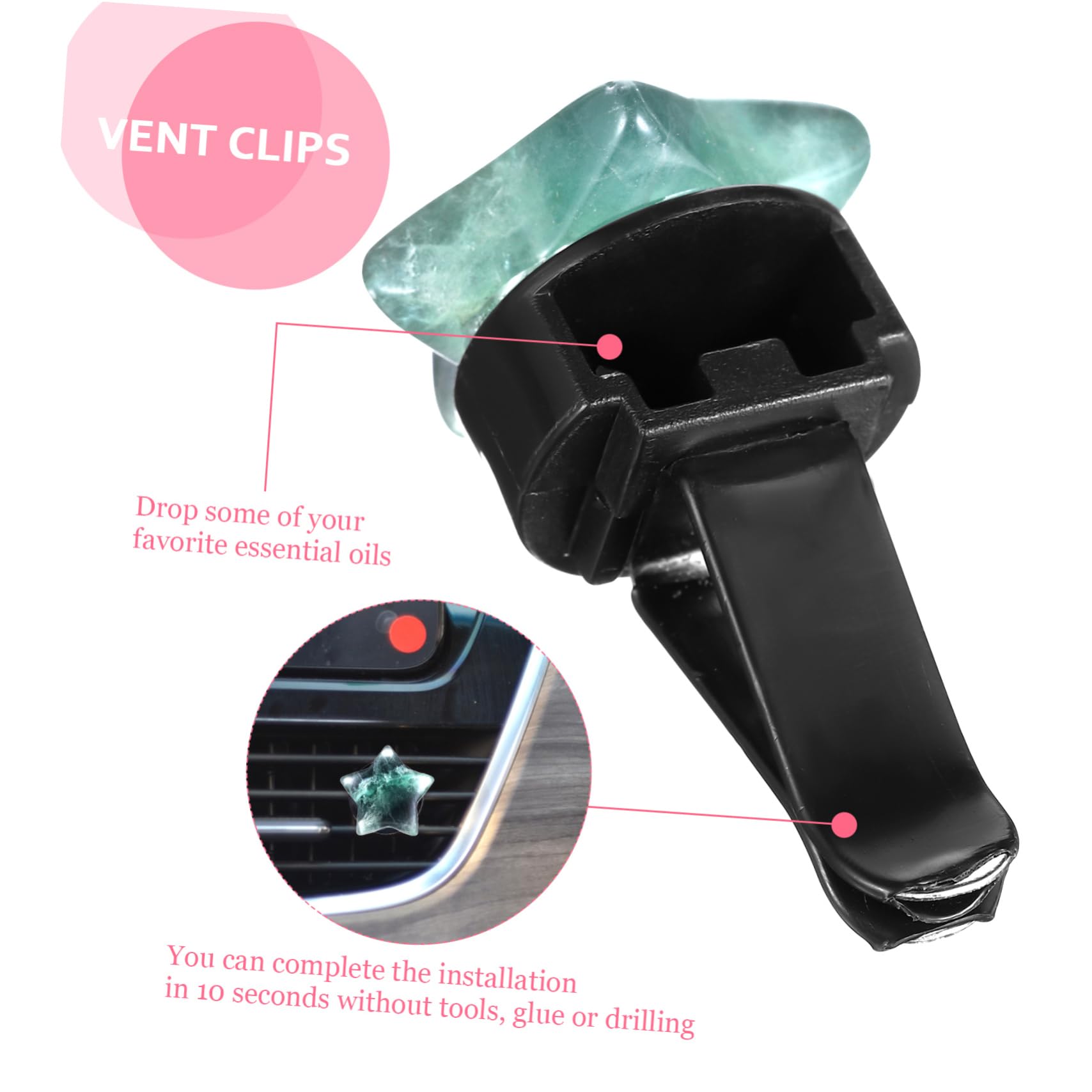 GLEAVI 8pezzi Clip Per Bocchetta Aria Auto Forme Di Cuore e Stella Decorazione Interna e Diffusore Di Fragranzper Auto Materiale Resistente Per Ambienti Diversi