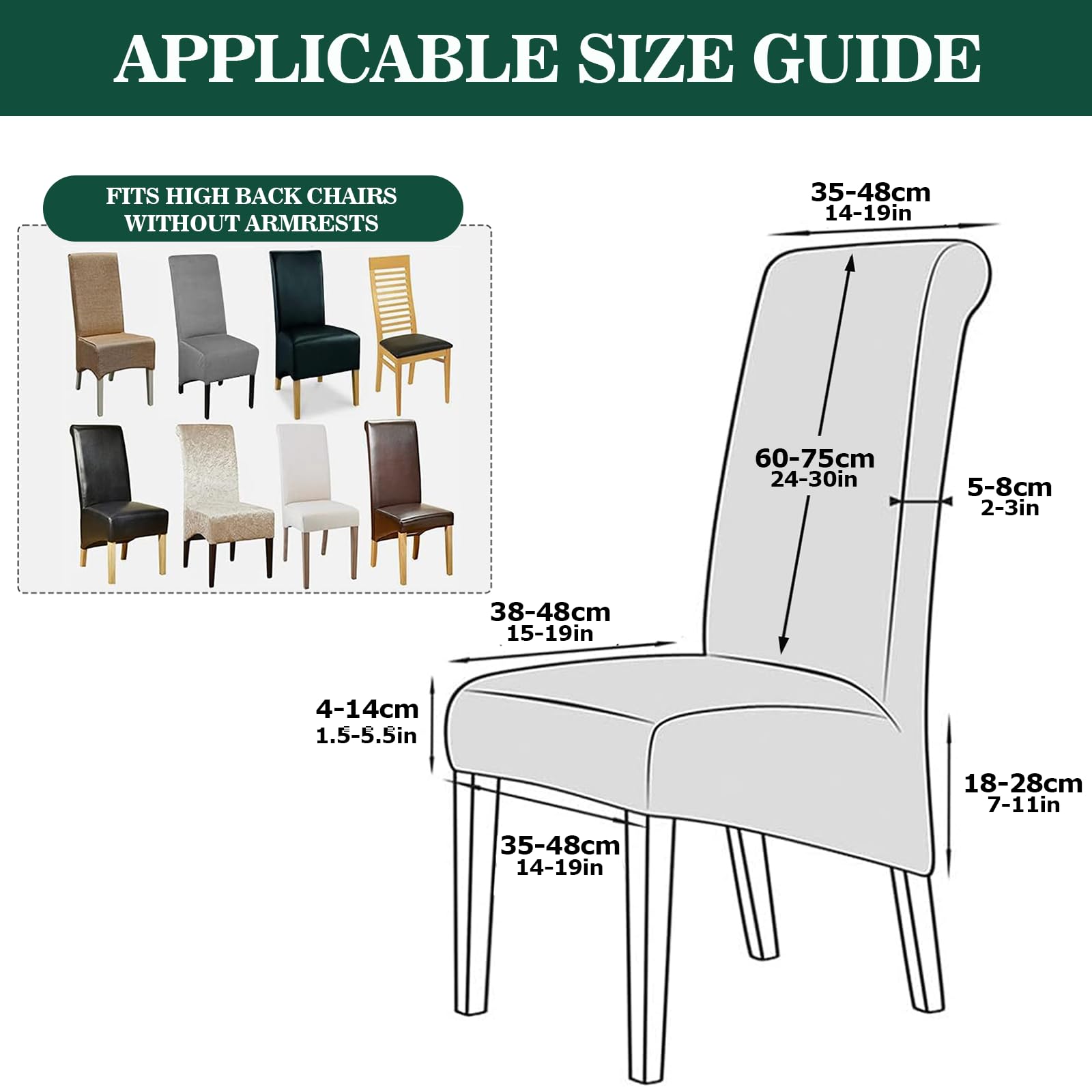 Alishomtll High Back Chair Covers Set of 4, Stretch Velvet XL Dining Chair Slipcovers - Image 3