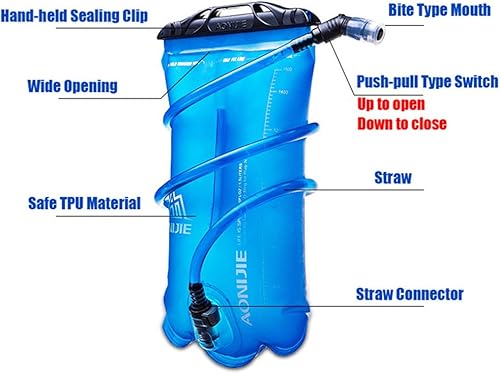 Miniatura 3 de AONIJIE Bolsa de agua plegable para hidratación, bolsa de agua a prueba de fugas, depósito de agua para senderismo al aire libre, mochilero, correr,