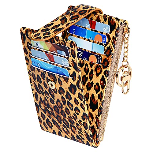 Image of Badiya Slim Women Wallet RFID Blocking Bifold Compact 9 Card Slots Holder Wallets Soft Leather with Zipper Coin Pocket 2 ID Window