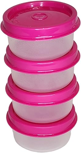Miniatura 1 de Tupperware Juego de 4 recipientes pequeños Smidgets de 1 oz transparentes con tapas rosadas