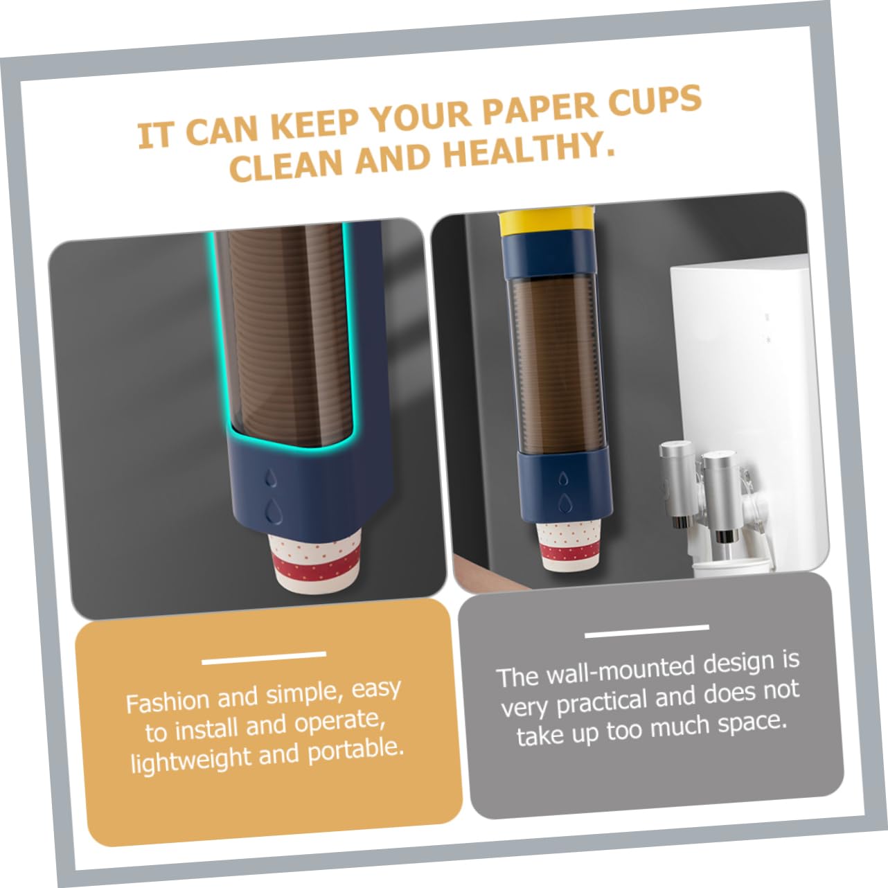 SOLUSTRE Pull Type Wall Mounted Cup Dispenser Holder Space Saving Design with Visual Window for Easy Access to Cups for Home and Office Use