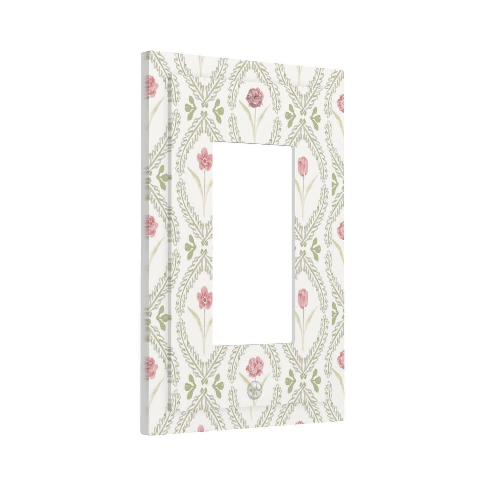 Yamxbfa Decorative Outlet Covers Vintage Green Botanical Elegant Floral 1 Gang Rocker Light Switch Cover Plate Single Wall Plates Electrical Switch Plate Covers Faceplate for Bedroom Home Decor