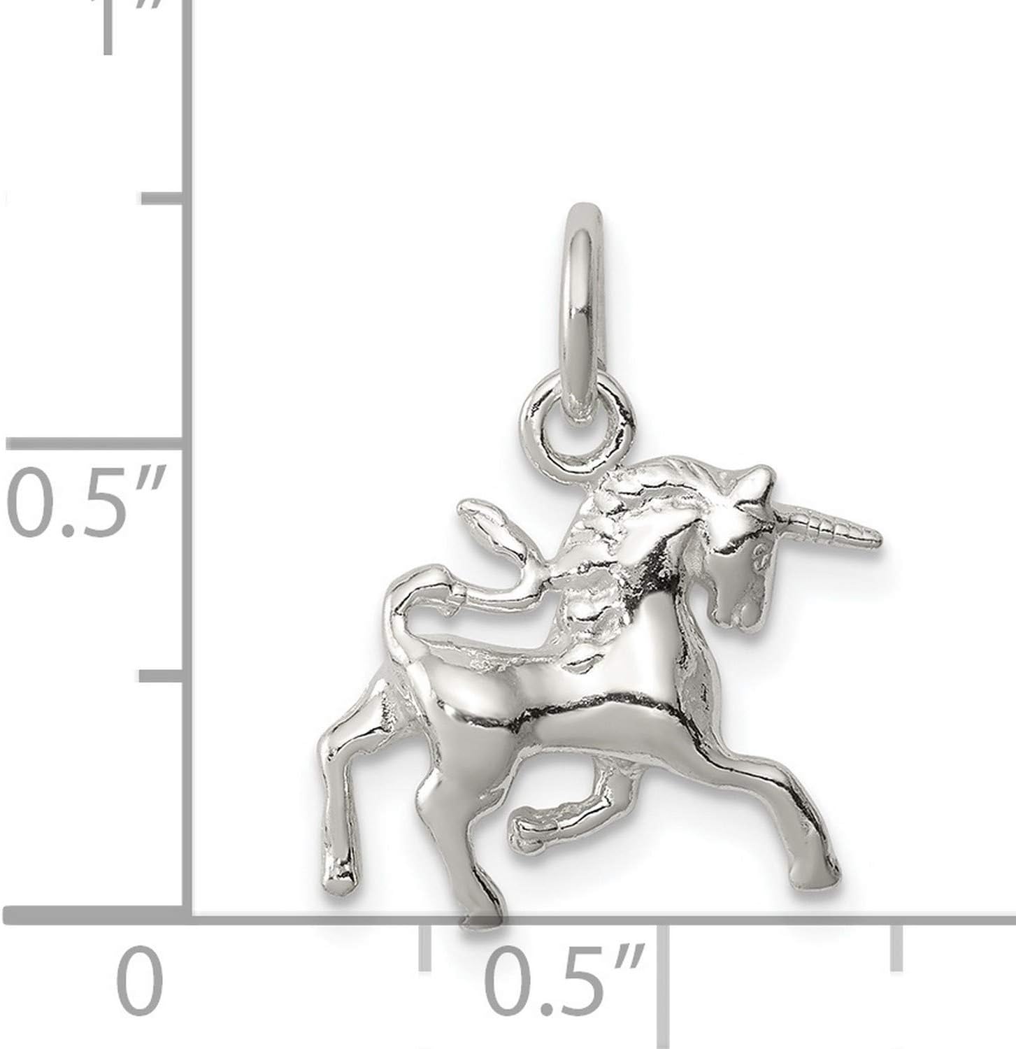 Sterling Silver Unicorn Charm Pendant for Necklace or Bracelet, Detailed Rearing Unicorn with Horn and Mane, 925 Silver Fantasy Jewelry for Women