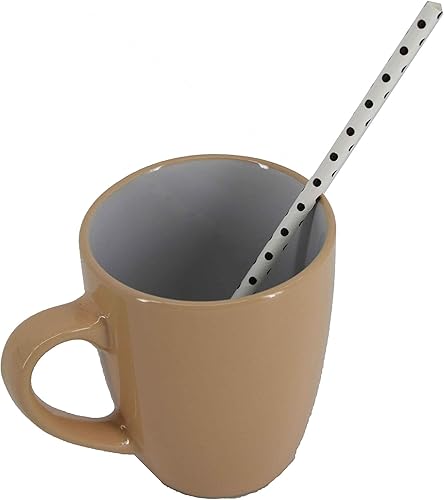 Miniatura 2 de Uniware 100 pajitas de papel envueltas individualmente de larga duración (blancomarrón, 0.2 x 7.7 pulgadas) (punto)