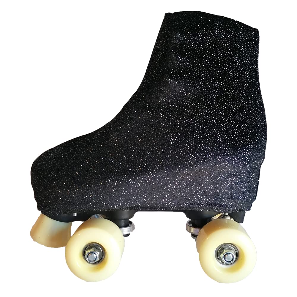 GISI Danza Copripattini in Velluto e Glitter Argento per Pattinaggio - Taglie dal 34 alla 42-100% Made in Italy (L - Misura Pattini 40/42, Nero)