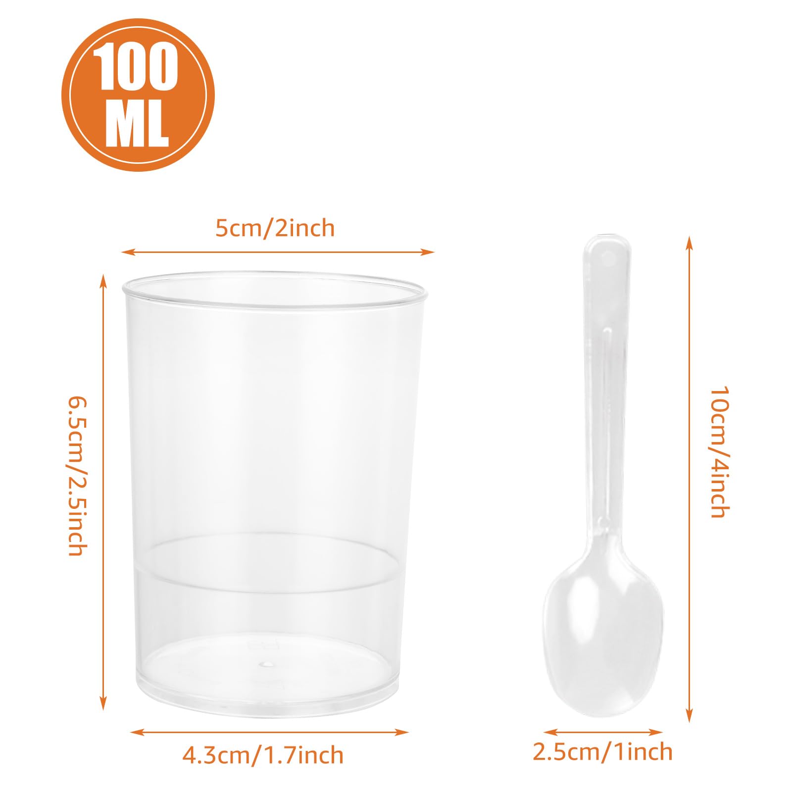 STARVAST 100 cuencos de postre de plástico de 100 ml / 3,5 onzas, reutilizables de plástico para postres, aperitivos, tiramisú