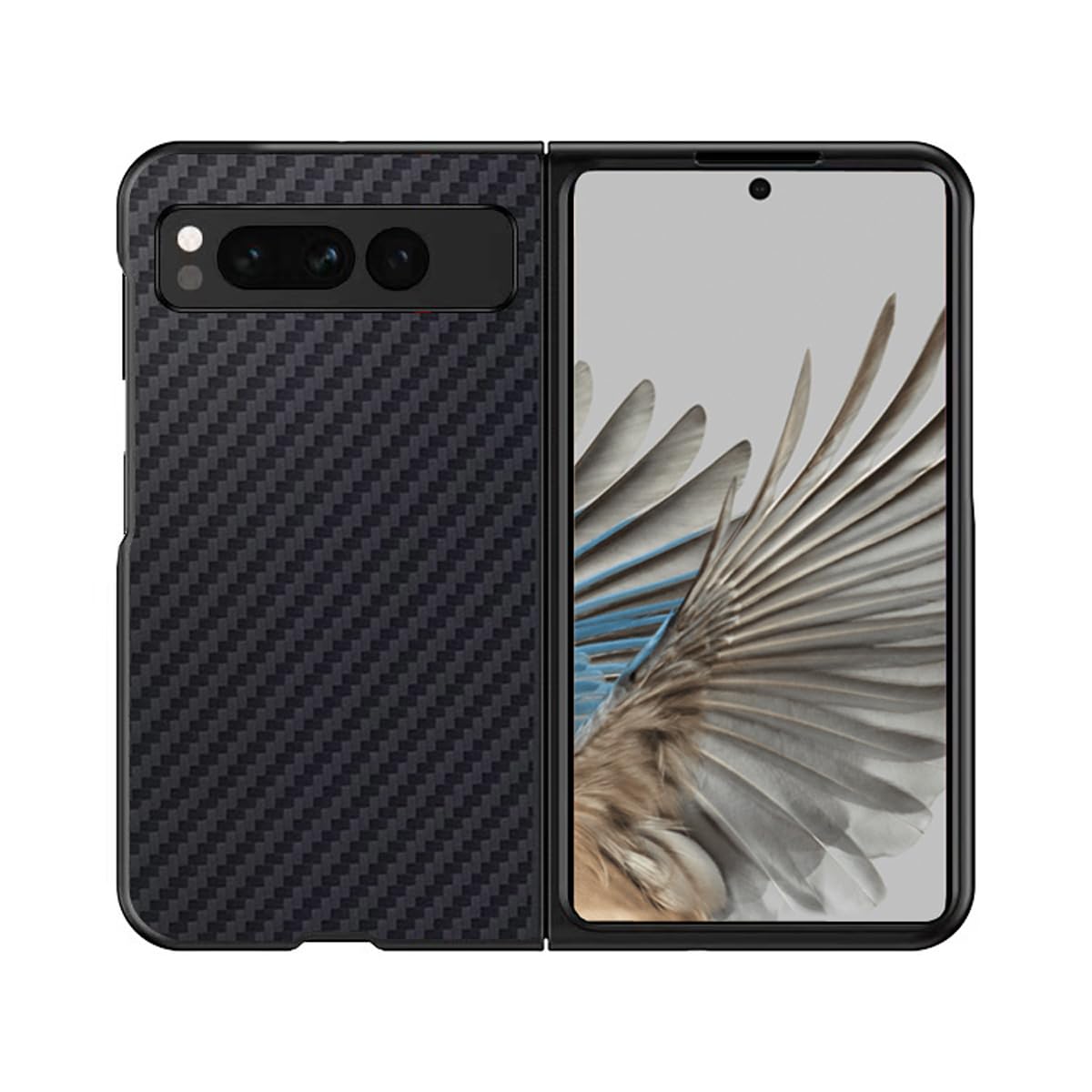for Google Pixel Fold 5G Case: Slim Carbon Fiber Classic Design Soft Hybrid Shockproof Protective Cover Case for Pixel Fold 2023 (Black)