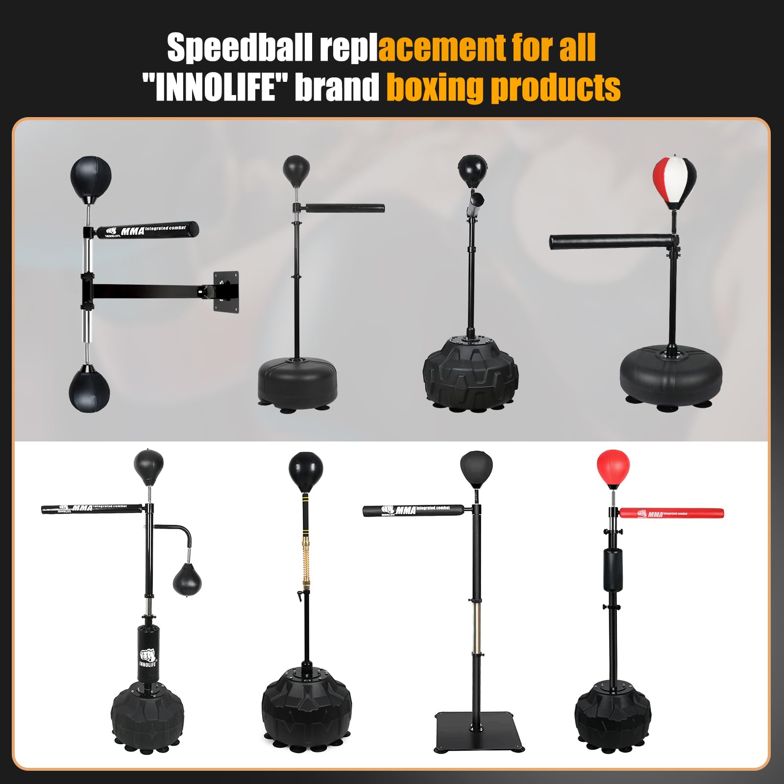 Generic Box-Speedball Mit 8mm Schraube & Ersatz-Sandsack - Trainingsequipment Schwarz/Gold