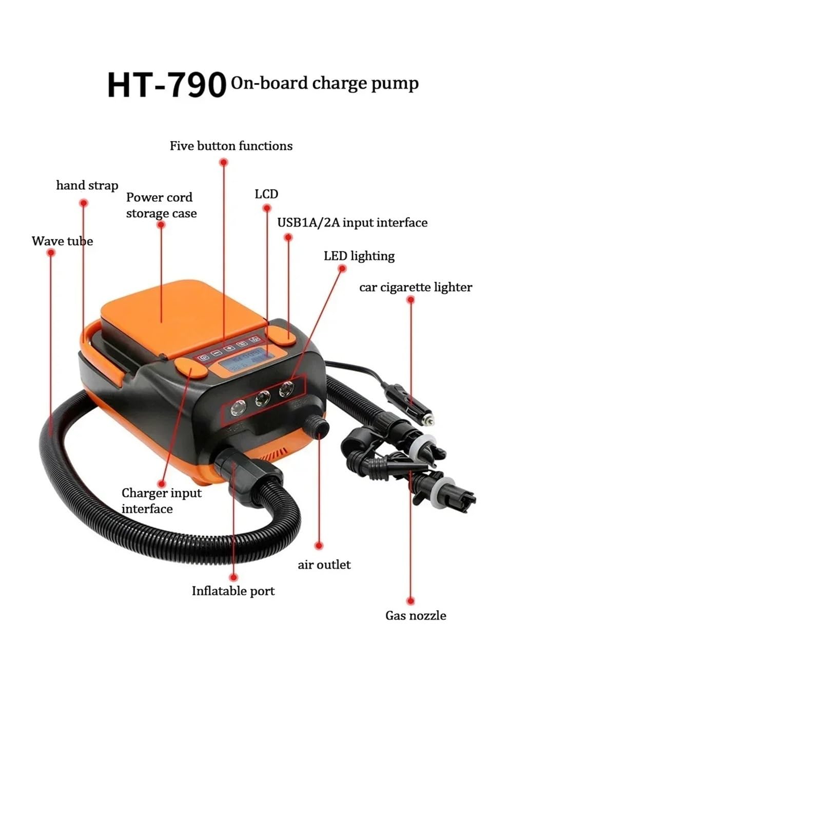 Pompa Elettrica, SUP Paddle Board Tavola da surf 12V Batteria for auto Gonfiatore elettrico Pompa di gonfiaggio for barca