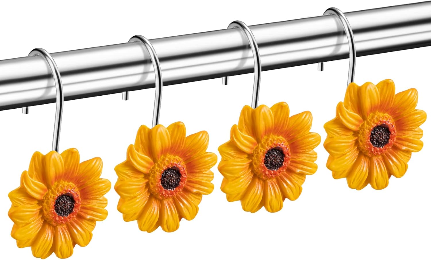 HBlife 12 Pcs Sunflower Decorative Shower Curtain Hooks for Curtain and Shower Rod