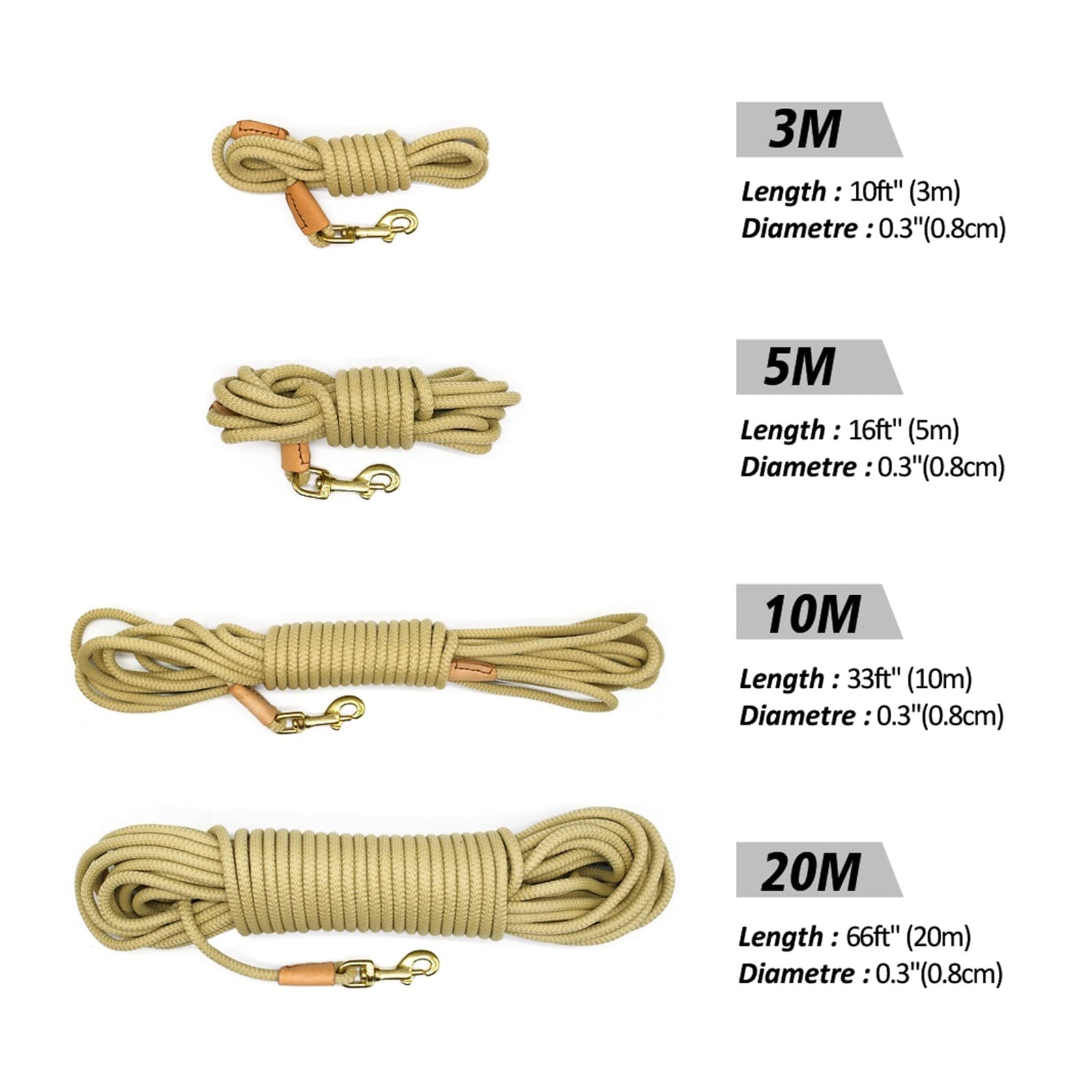 Correa de Seguimiento for Perros, Correas largas for Entrenamiento Mascotas, for Caminar for medianos y Grandes(Coffee,3m)