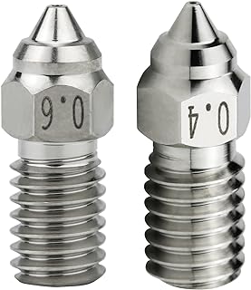 2-Pack Upgrade Plated Copper Spider Hotend High Speed Nozzle 0.4mm 0.6mm Non-Stick High Temperature Also Compatible with Creality Ender 7 / Ender 5 S1 / Ender 3V3 SE 3D Printer (1x0.4+1x0.6mm)