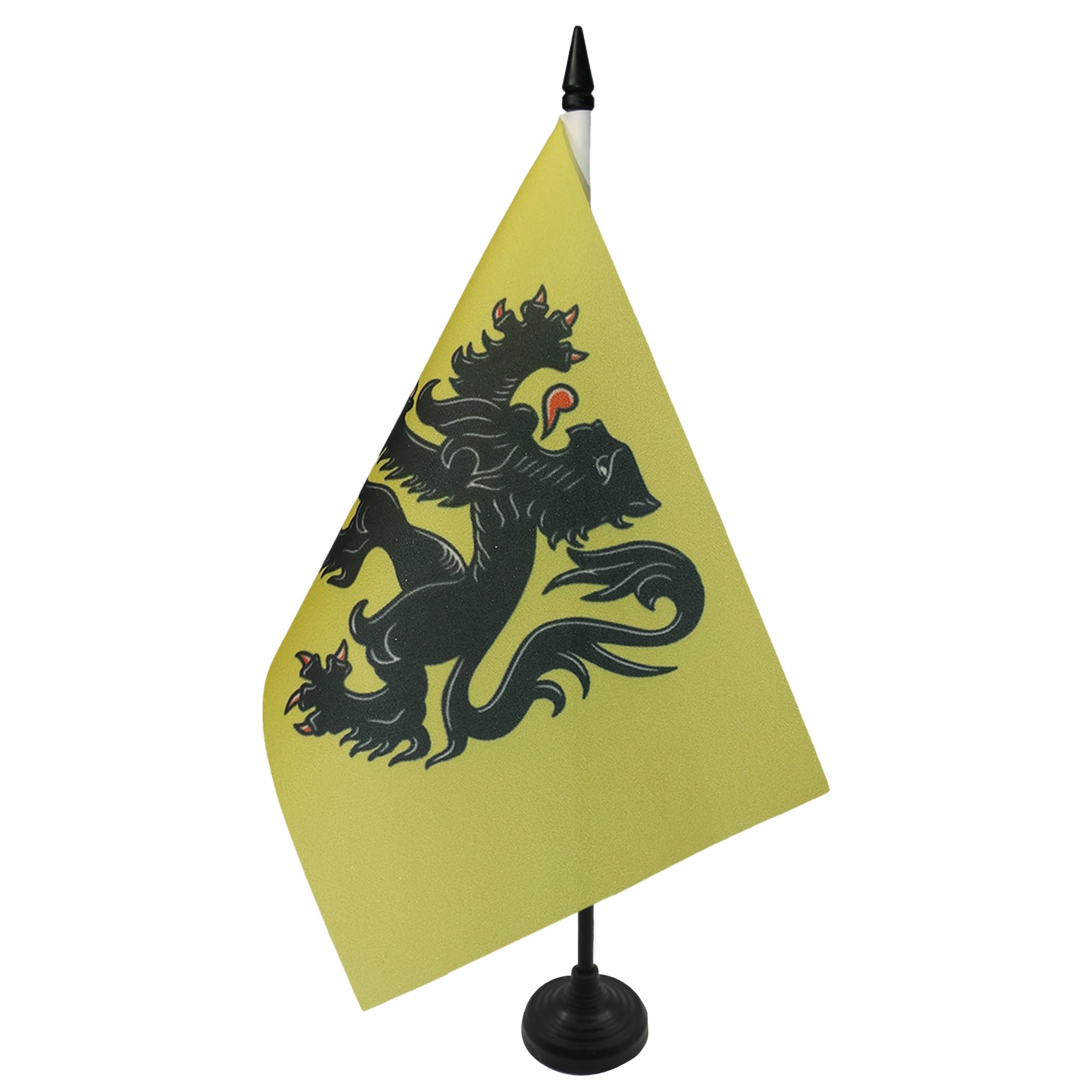Drapeau De Table Mouvement Wallonie Française 21x14 Cm Hampe Et Socle