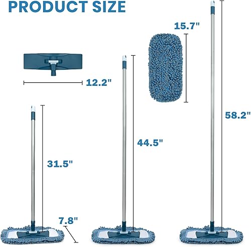 Miniatura 2 de MAVRIZ Trapeadores de microfibra para limpieza de suelos, trapeador húmedo y seco con mango largo de 58 pulgadas, almohadilla de fregona lavable