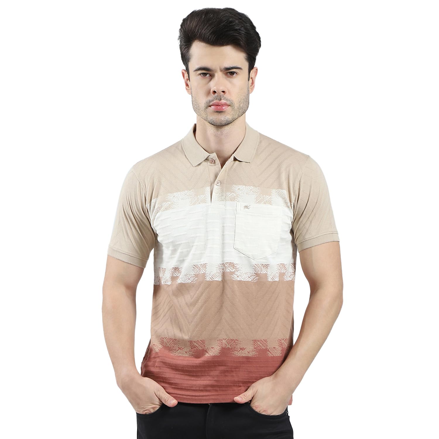 Monte Carlo Men's Regular Fit Polo T-Shirt | Striped Pattern| Half Sleeve | Collared Neck | Casual Wear T Shirt for Men's-picture-17