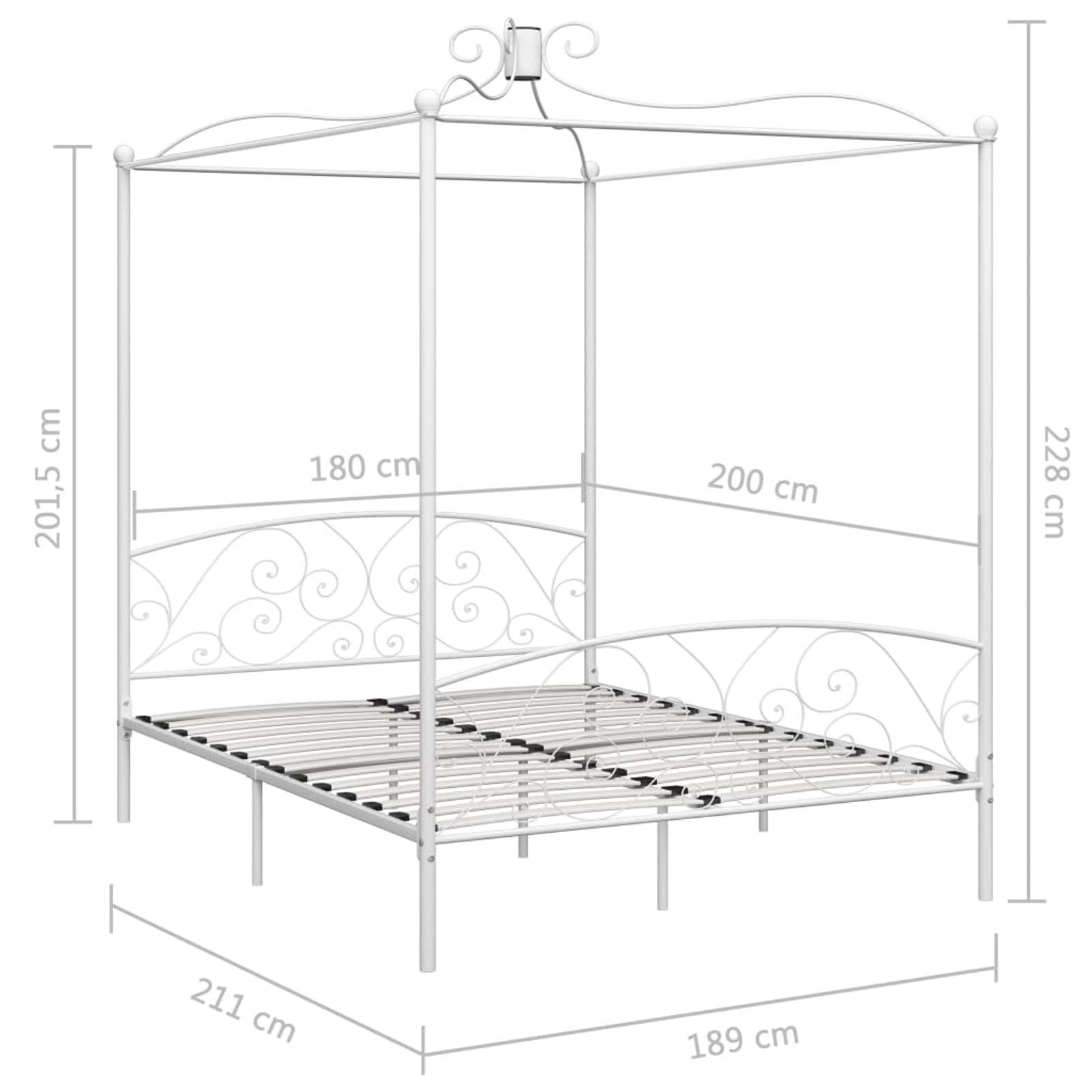 GuyAna Himmelbett-Gestell Weiß Metall 180 x 200 cm Himmelstange Klemmen Betthimmel Stange Himmelbett Gestell Moskitonetz Halterung Bett 284473