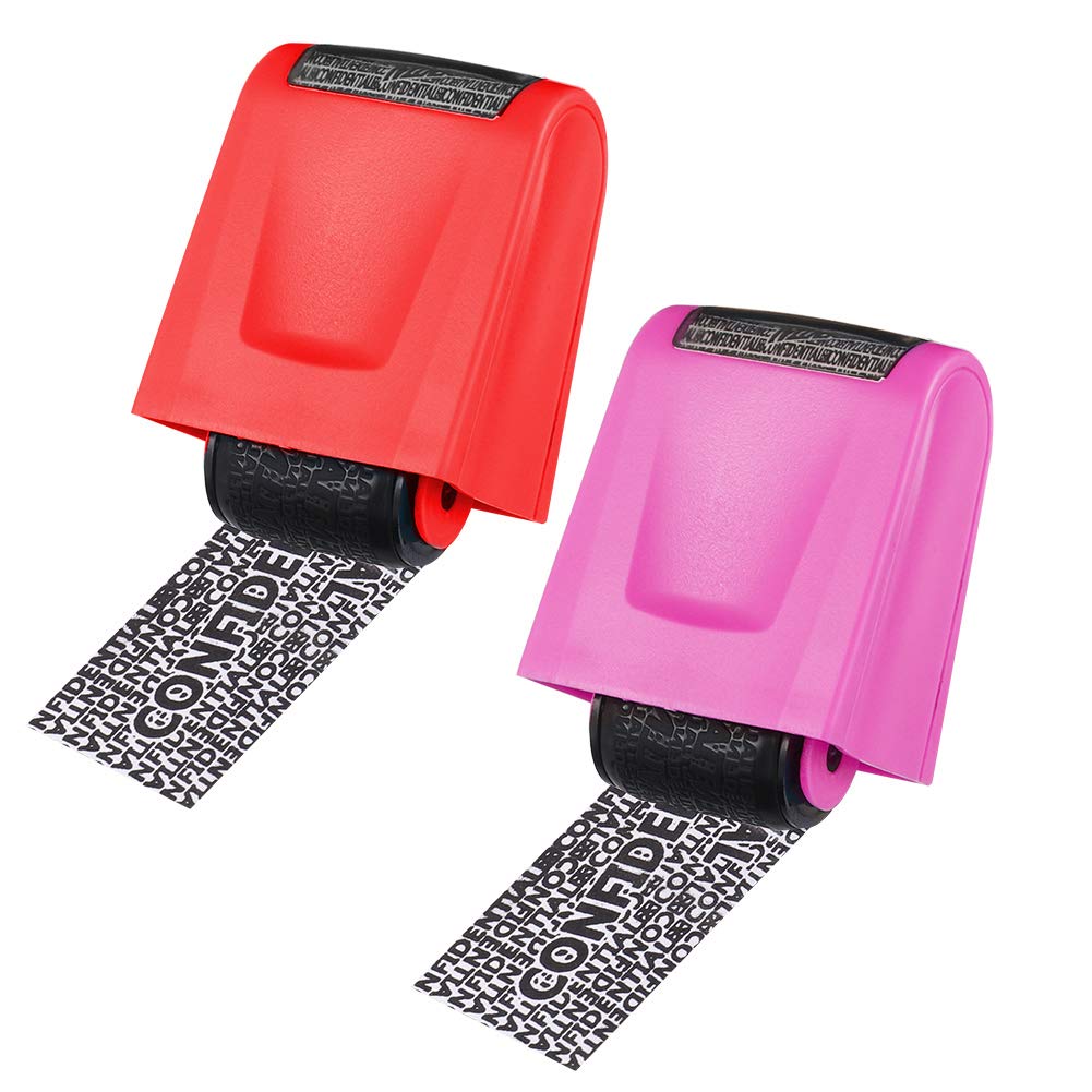 ruggito Identity Theft Prevention Stamp Identity Guard Roller Stamp Wide Rolling Security Stamp,Pack of 2