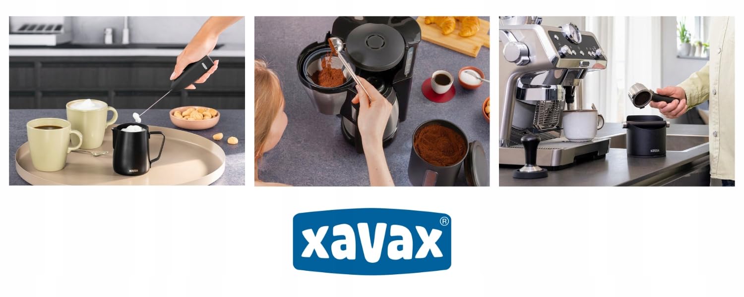Xavax Spieniacz do mleka do kawy (elektryczny, ubijacz, do spieniania, na baterie, stal szlachetna) czarny