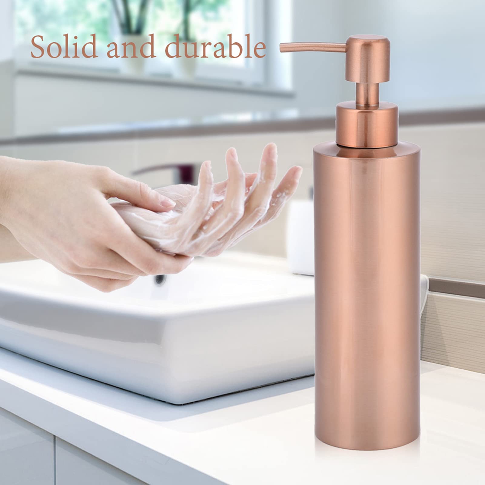 Dispensador Sapone Oro Porta Sapone Rosa Cobre Diamante Corte Jabón Bomba Acero Inoxidable Cocina Baño Encimera 350ML