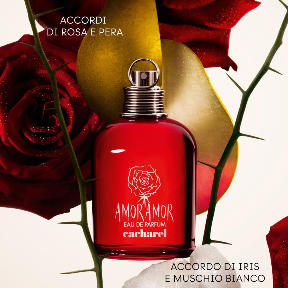 CACHAREL Amor Amor - Eau de Parfum Femme - Floral & Chypré - Accord de Poire, Accord de Rose & Musc Blanc - Tenue Longue Durée - Spray Vaporisateur