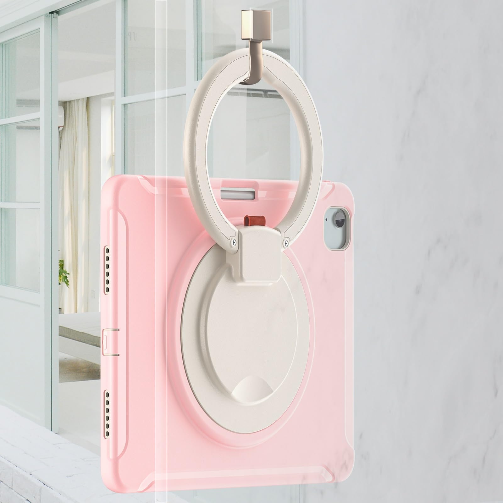 Custodia Robusta for iPad Air 13 pollici Custodia M4 / M3 / M2 (2026/2025/2024), Custodia protettiva antiurto Robusta custodia protettiva for paraurti ibrida con impugnatura, supporto girevole(Pembe)