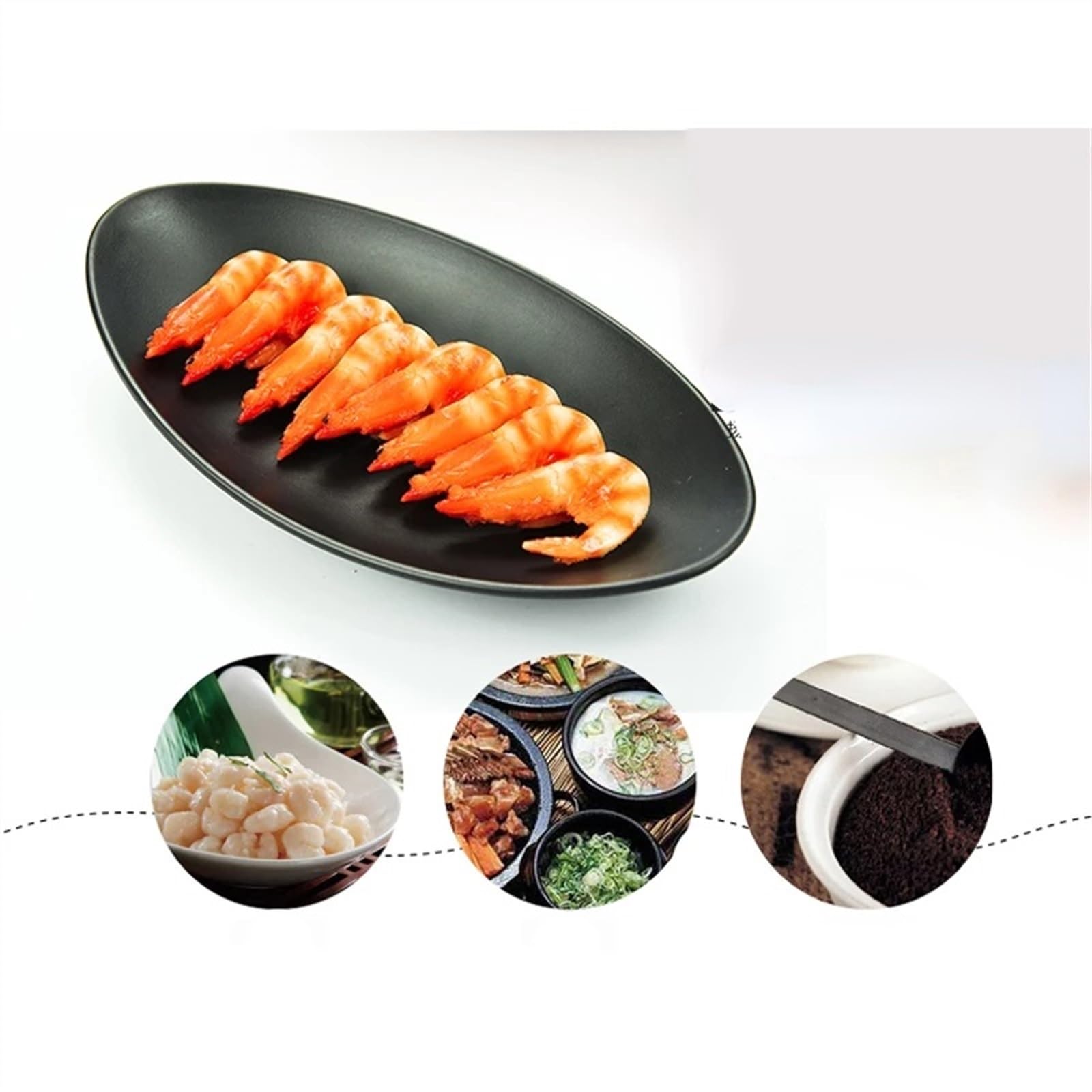 NEBE Assiette 1 Paquet Assiette Creuse Ovale Noir Mat Assiette à dîner Cuisine Snack Assiette Fruits Dessert Assiette Imitation Porcelaine Vaisselle Vaisselle(25.2cm)